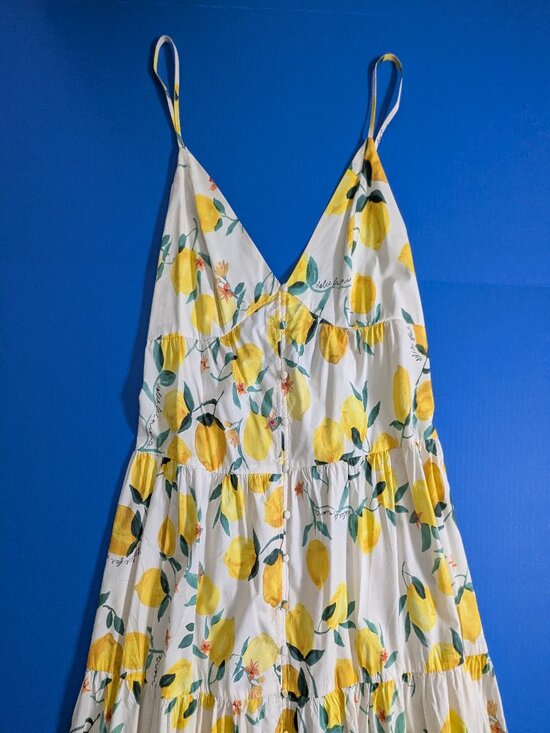 H&M Lemons Dolce Far Niente Tiered Strappy Dress Size M - Picture 6 of 11
